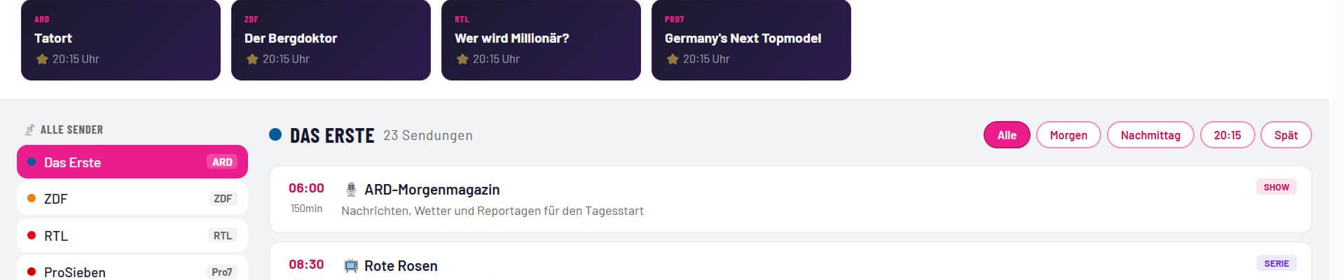Fernsehprogramm heute