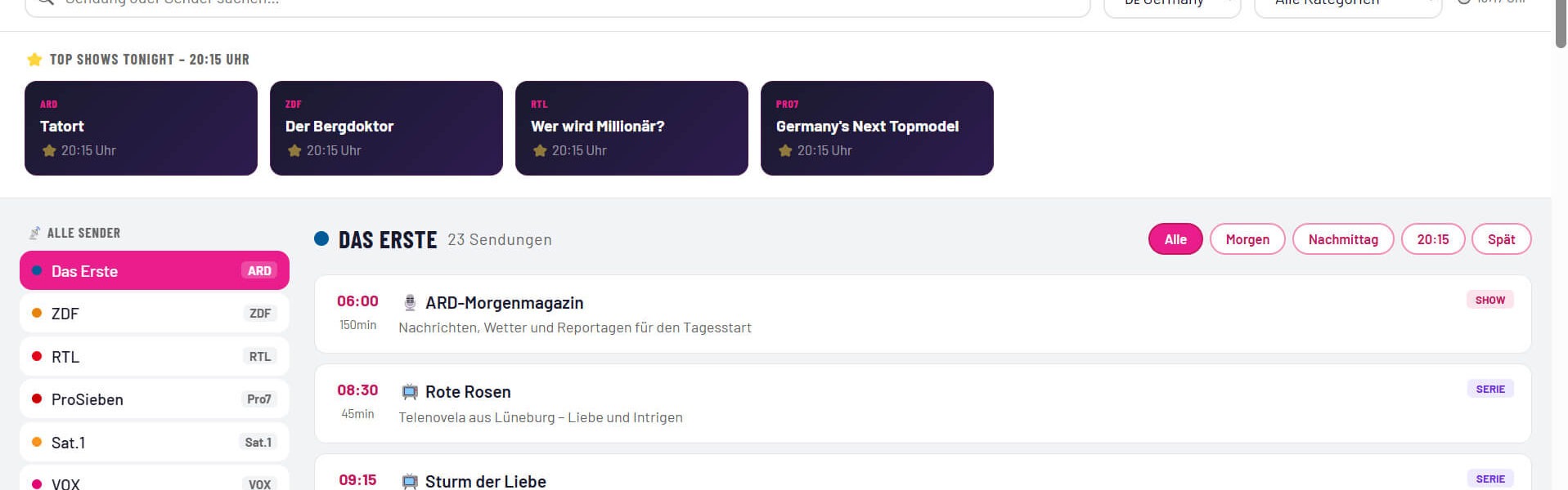 Fernsehprogramm heute