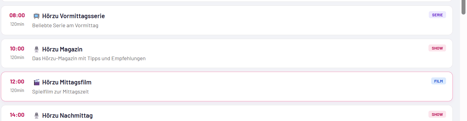 Hörzu TV Programm heute
