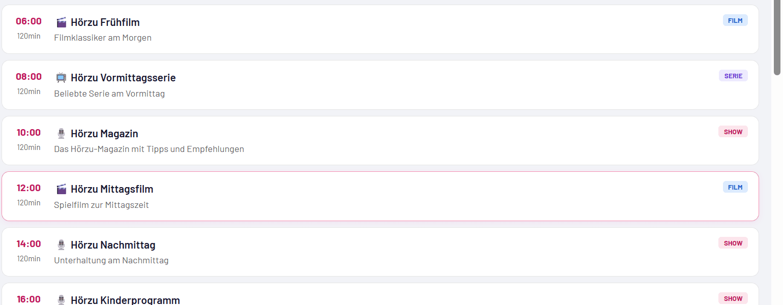 Hörzu TV Programm heute